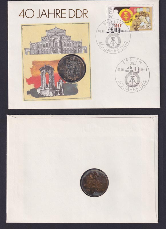 DDR Numisbrief 40 Jahre DDR mit 10 Mark Münze gestempelt Berlin ...